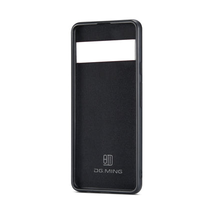 Black DG.MING phone back cover with slim magnetic flip, closed front view.