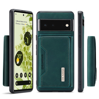 Teal leather-style phone wallet case, front flap open to show a card pocket