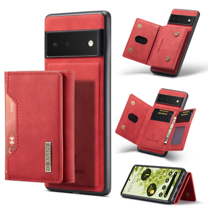 Red multi-card phone wallet case with magnetic flip cover and stitched card slots