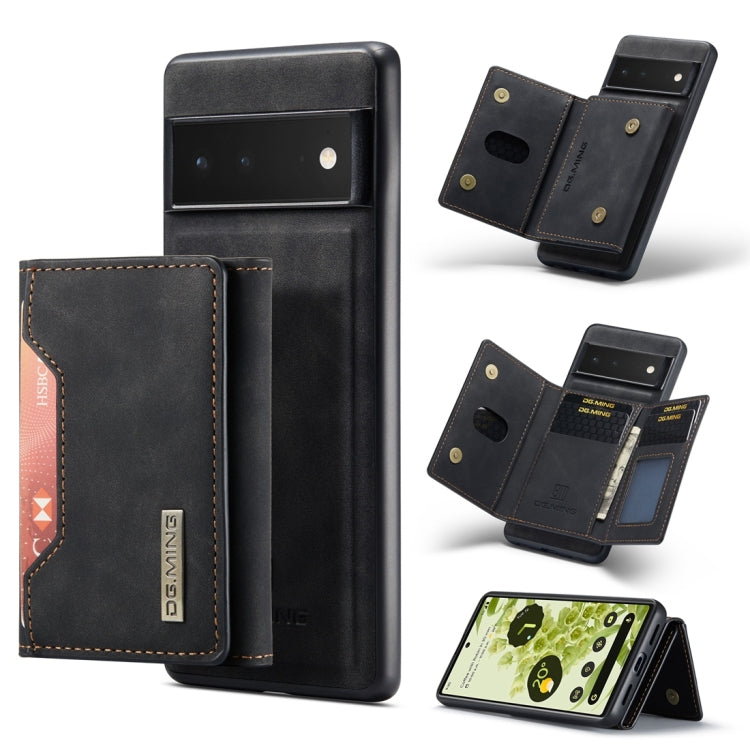 3-fold multi card phone case with magnetic back cover, dark leather look and card slots