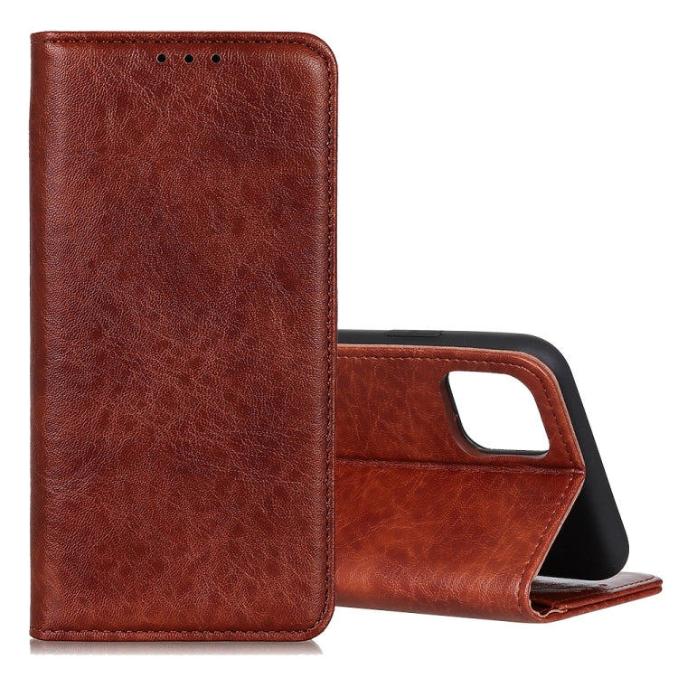 Crazy horse texture flip leather phone case with card holder, brown red