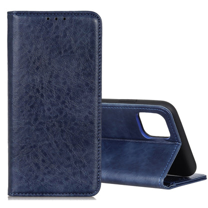 Crazy horse texture wallet-style flip leather phone case with card slots, dark blue