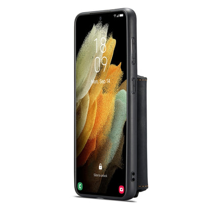 Black leather magnetic flip phone case with horizontal folio design