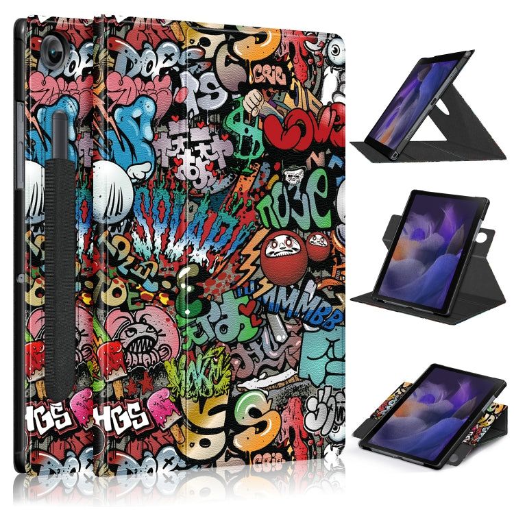 Graffiti patterned leather tablet case with tri-fold stand for tablet