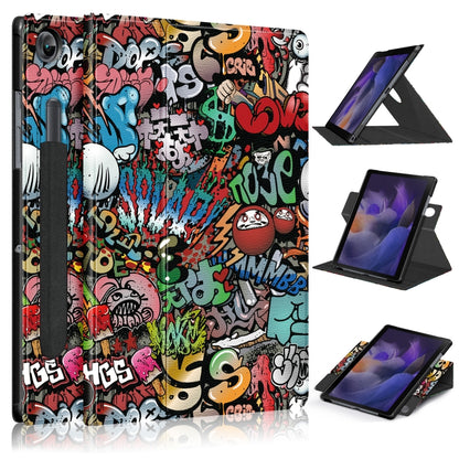 Graffiti patterned leather tablet case with tri-fold stand for tablet