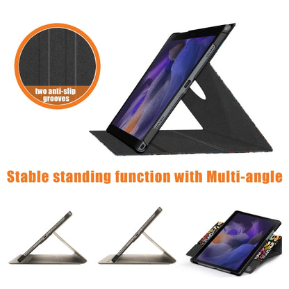Black leather tablet case with graffiti side panel and angled stand