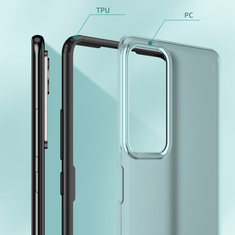 Black outer bumper phone case with clear reinforced inner frame