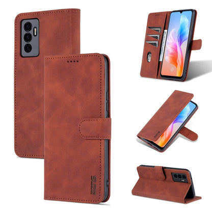 Brown calf-texture flip leather phone case with magnetic strap and card slot