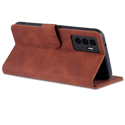 Brown calf-texture flip leather phone case with camera cutout and front cover