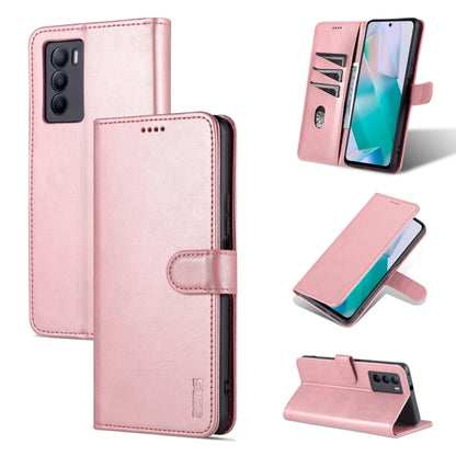 Rose pink calf-texture leather flip phone case with card slot and horizontal stand