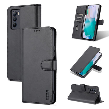Black calf-texture leather flip phone case with card slot and horizontal stand
