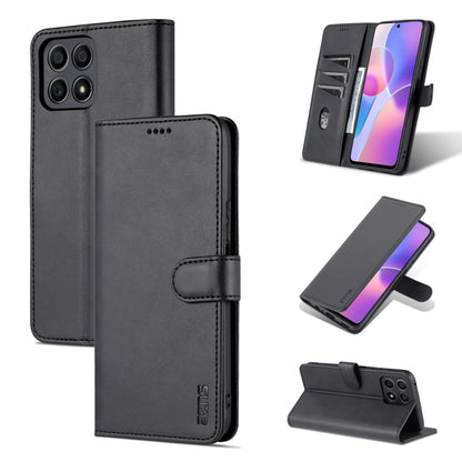 Black calf-texture leather flip phone case with card slot and horizontal stand