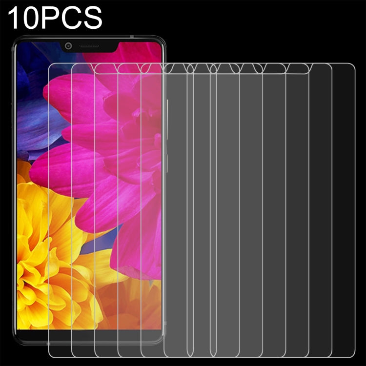 10-pack 2.5D tempered glass screen protector set shown on a phone display