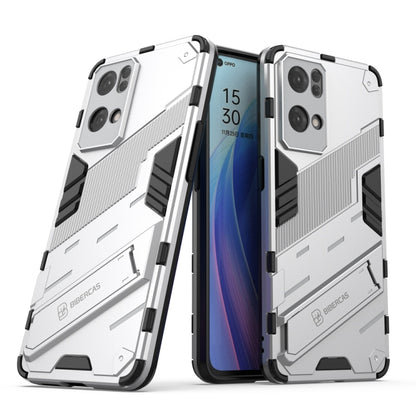 Rugged shockproof phone case with kickstand, white and black, textured dual-layer armor
