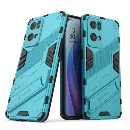 Rugged shockproof phone case with kickstand, teal and black, textured dual-layer armor