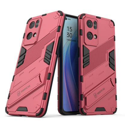 Shockproof phone case with invisible holder, red/pink armored TPU shell with cutouts