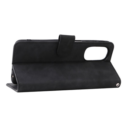 Black magnetic flip leather phone case with stand position and camera cutout