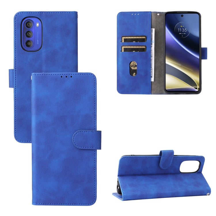 Blue magnetic flip leather phone case with folio cover and stand cutout