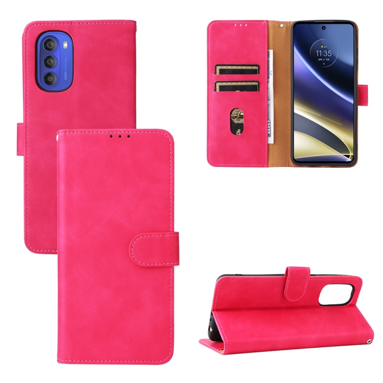 Rose pink magnetic flip leather phone case with folio cover and stand position