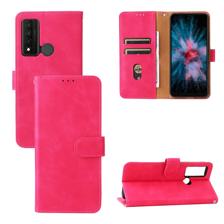 Rose pink leather magnetic flip phone case with card slots and folding stand