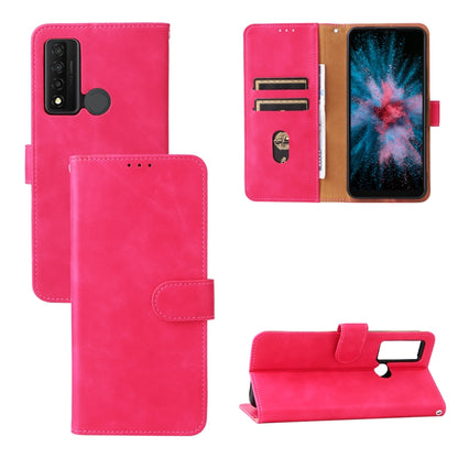Rose pink leather magnetic flip phone case with card slots and folding stand
