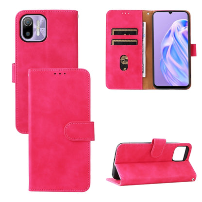Pink leather magnetic flip phone case with card slots and folding stand