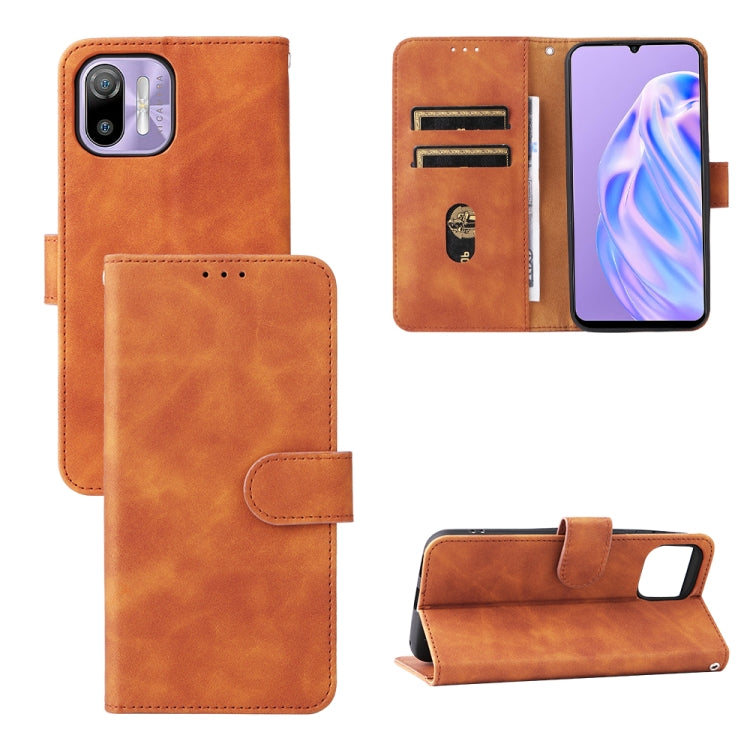 Tan leather magnetic flip phone case with card slots and stand for smartphones