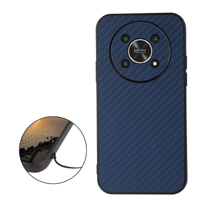 Blue carbon fiber texture shockproof phone case with camera cutouts, Honor X30/X40 GT