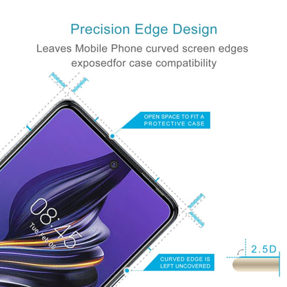 Tempered 2.5D edge screen protector film designed for curved phone screens