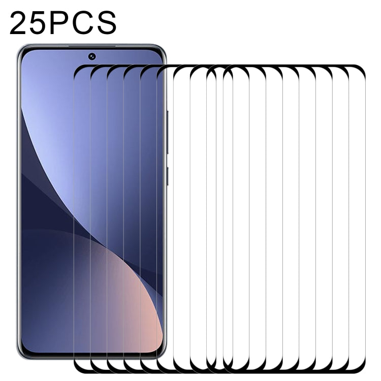 Set of 25 clear 3D curved edge tempered glass screen protectors for phone display