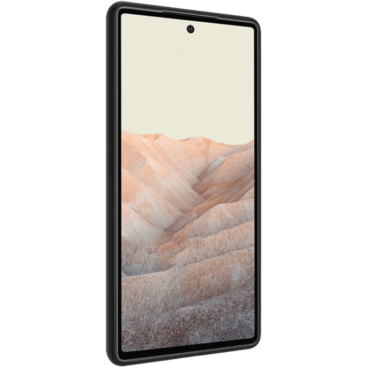 imak LX-5 phone case with screen protector, cross-texture dark finish, phone front view