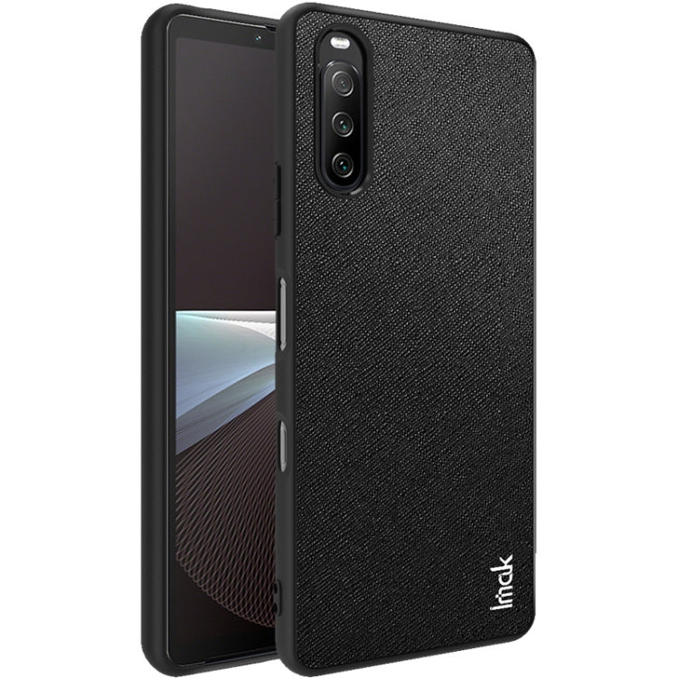 imak LX-5 phone case with screen protector, cross-texture dark finish, camera cutout visible