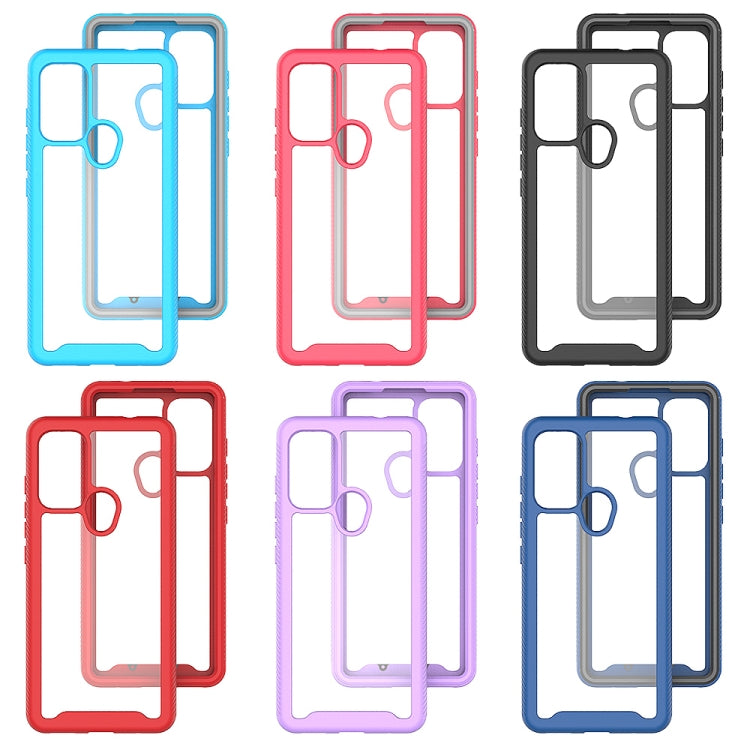 Multi-color set of PC + TPU phone cases with textured bumper design