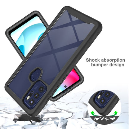 Dark blue PC + TPU phone case with textured bumper and camera cutout