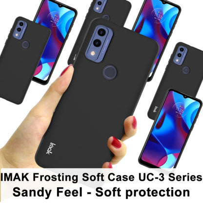 Black frosted TPU phone case in hand, rear camera cutout and circular ring