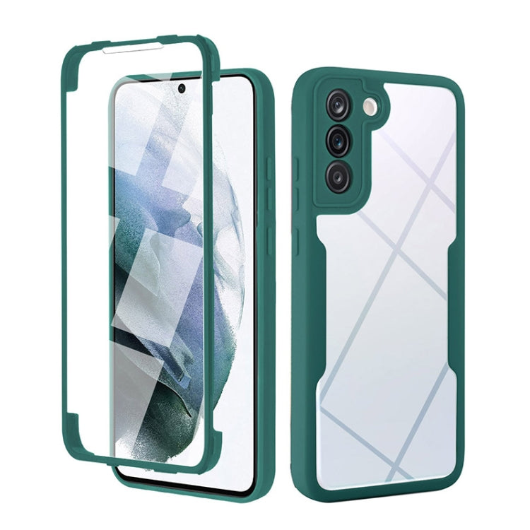 Green shockproof phone case with 360-degree full coverage and raised camera/screen edges