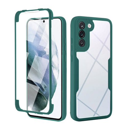 Green shockproof phone case with 360-degree full coverage and raised camera/screen edges