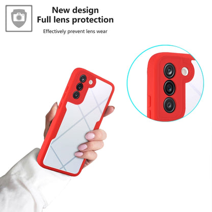 Red phone case with full lens protection and cutouts for three camera lenses