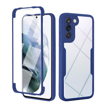 Blue shockproof phone case with 360-degree full coverage and camera openings