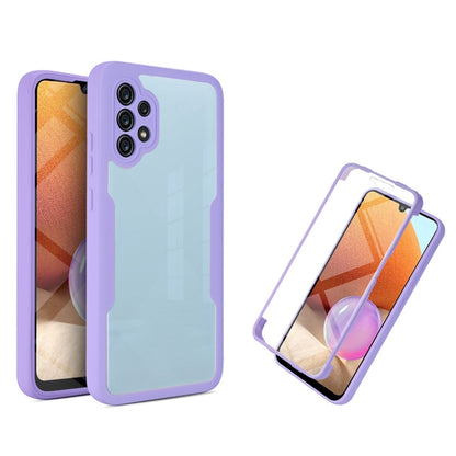 Lavender acrylic and TPU shockproof phone case with camera cutout and screen protection