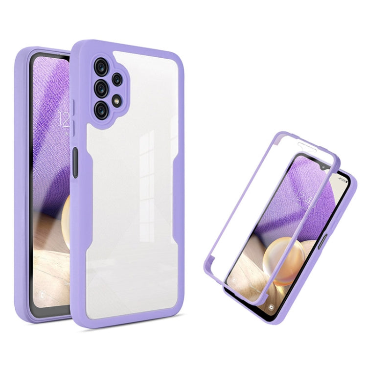 Purple and white acrylic + TPU 360° shockproof phone case, dual-layer with camera cutouts