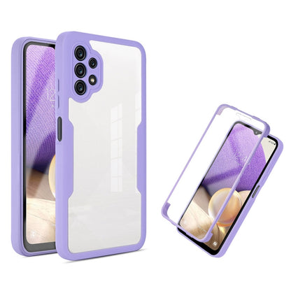 Purple and white acrylic + TPU 360° shockproof phone case, dual-layer with camera cutouts