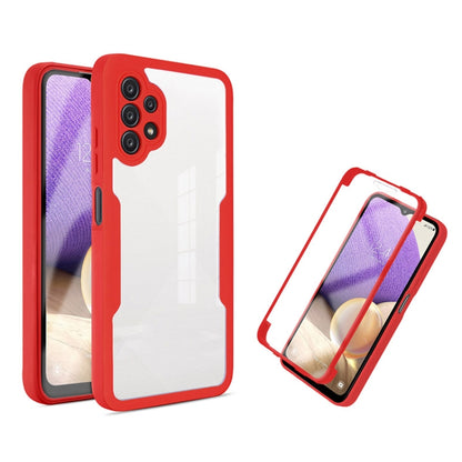 Red and white shockproof phone case with camera cutouts and raised edge protection