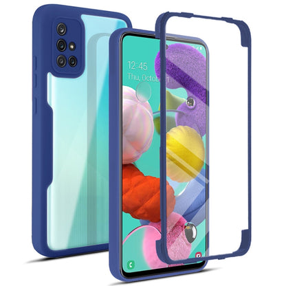 Blue shockproof phone case with clear front screen cover and camera cutouts