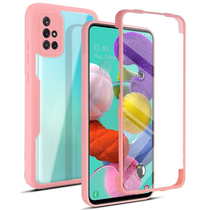 Pink and light blue shockproof phone case with clear front screen cover
