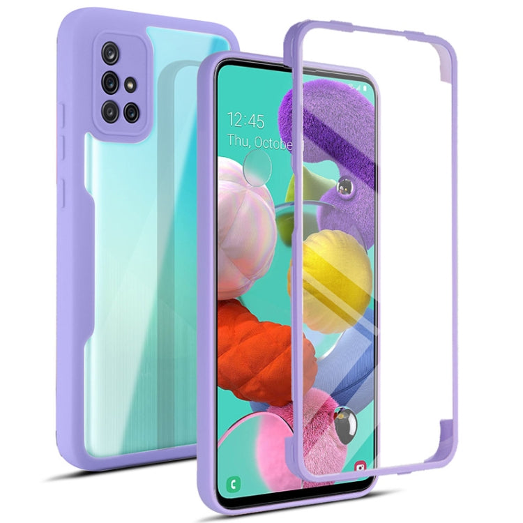 Lilac acrylic + TPU 360° shockproof phone case with front screen cover and camera cutouts