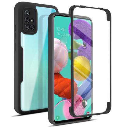 Black shockproof phone case with clear front screen cover and camera cutouts