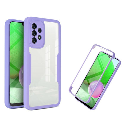 Lilac and white acrylic + TPU 360° shockproof phone case with raised camera protectors