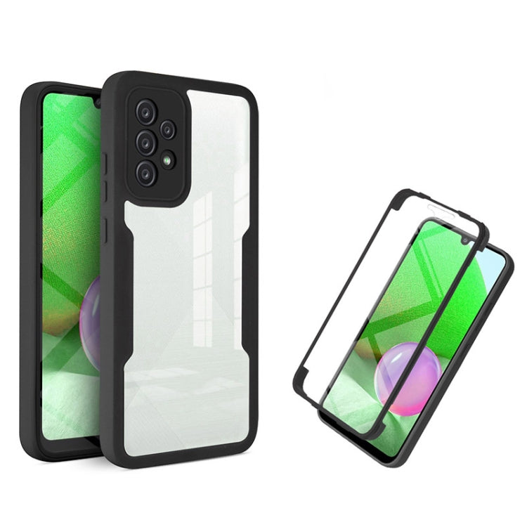 Shockproof full-coverage phone case with black frame, white back, and screen protector