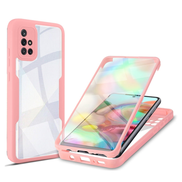 Shockproof full-coverage phone case with pink frame and clear screen cover
